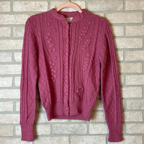 Peruvian Connection 100% alpaca Pink cardigan sweater handmade Peru size M - Picture 1 of 10